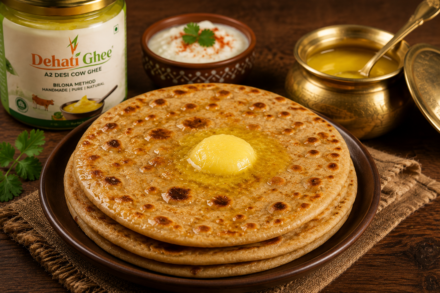 Roti and Paratha with Dehati Ghee