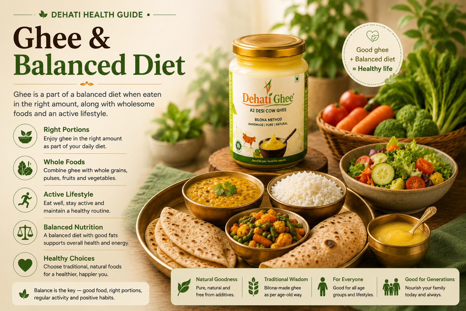 Balanced Indian meal with ghee