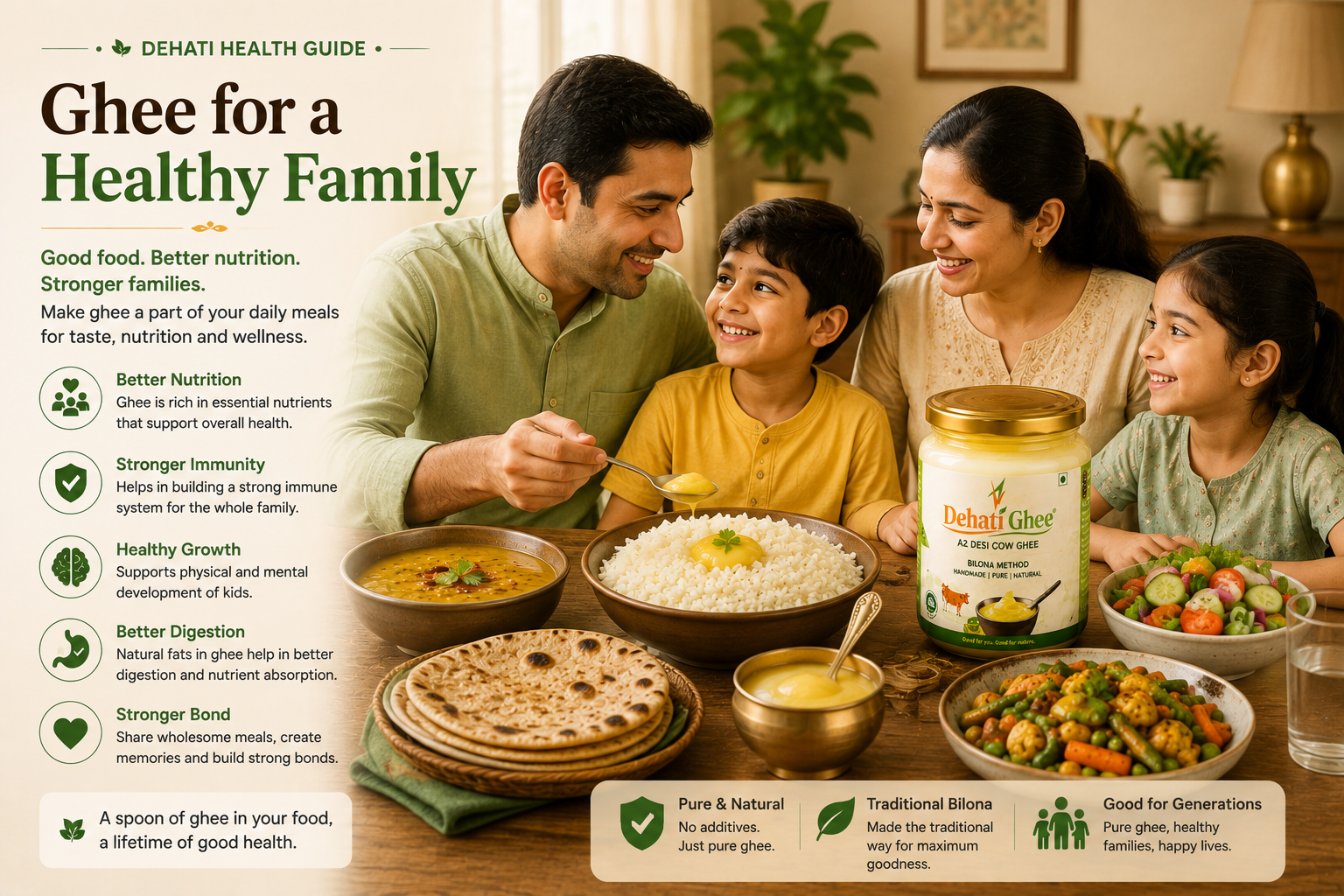 Family enjoying a balanced Indian meal