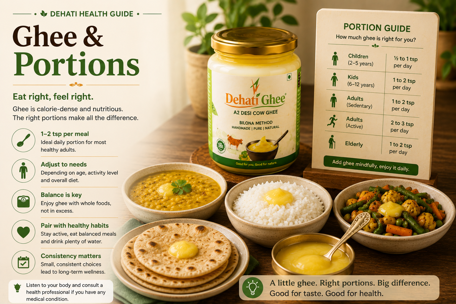 Ghee portion and serving spoon